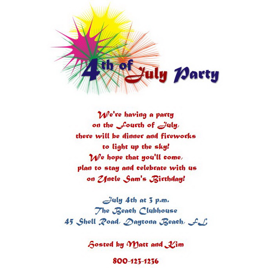 4Th Of July Invitation Templates Free 4th Of July Printable