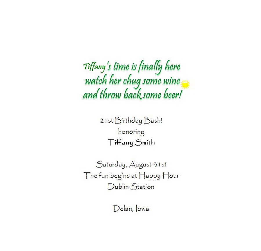 Adult's 21st Birthday Invitation 7 Wording | Free Geographics Word ...