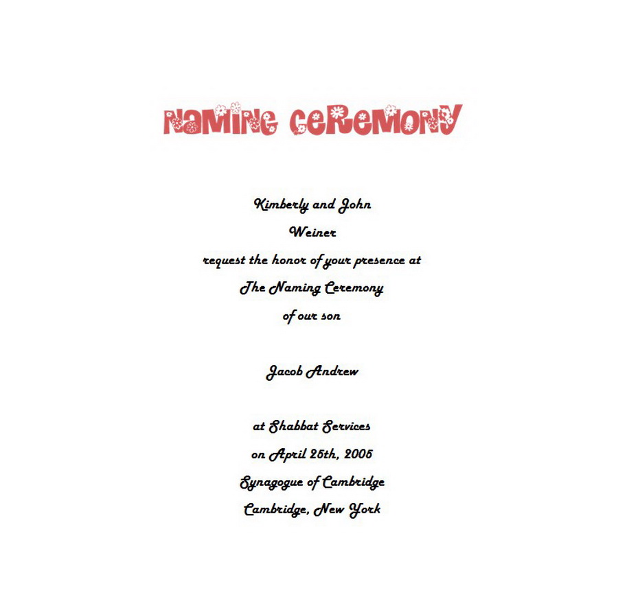 Naming Ceremony Invitations 4 Wording | Free Geographics Word Templates
